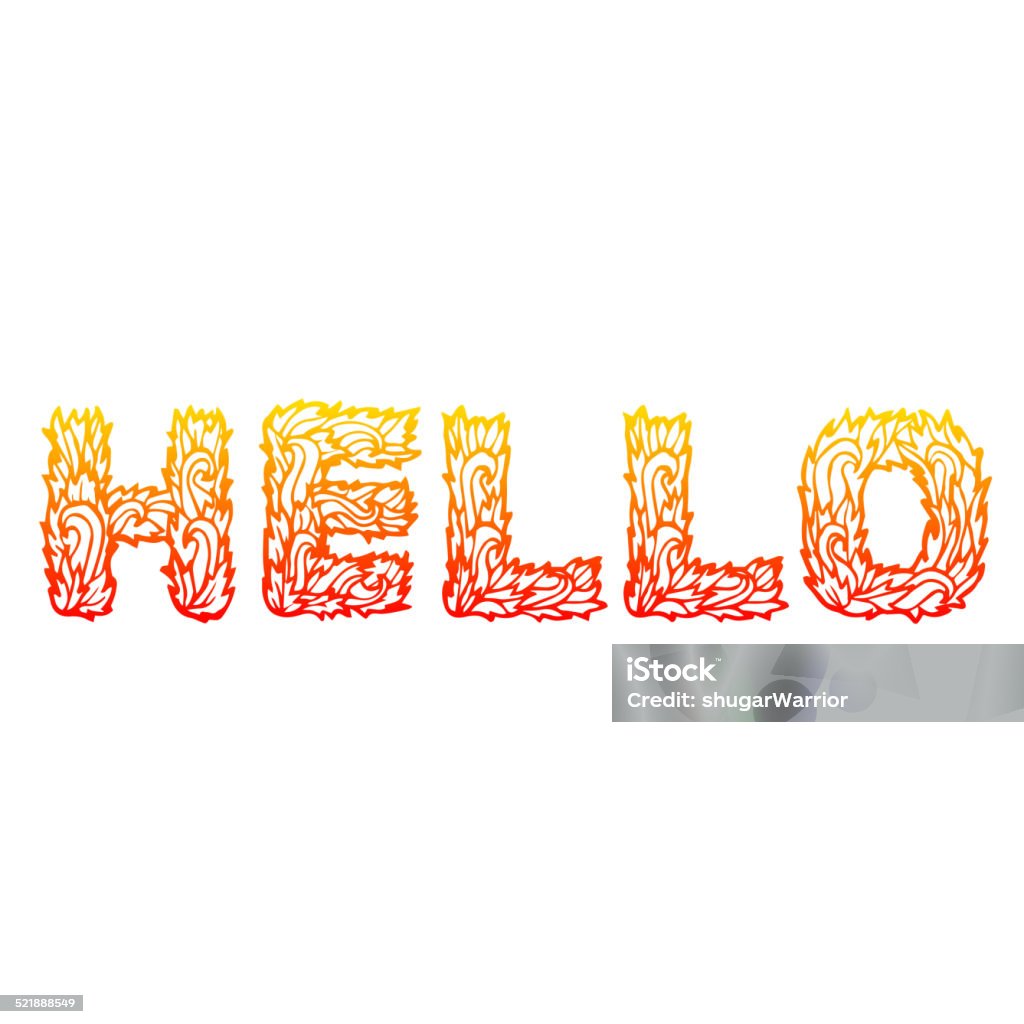 Fire Hello Text On A Red Background Concept Vector Design Stock ...