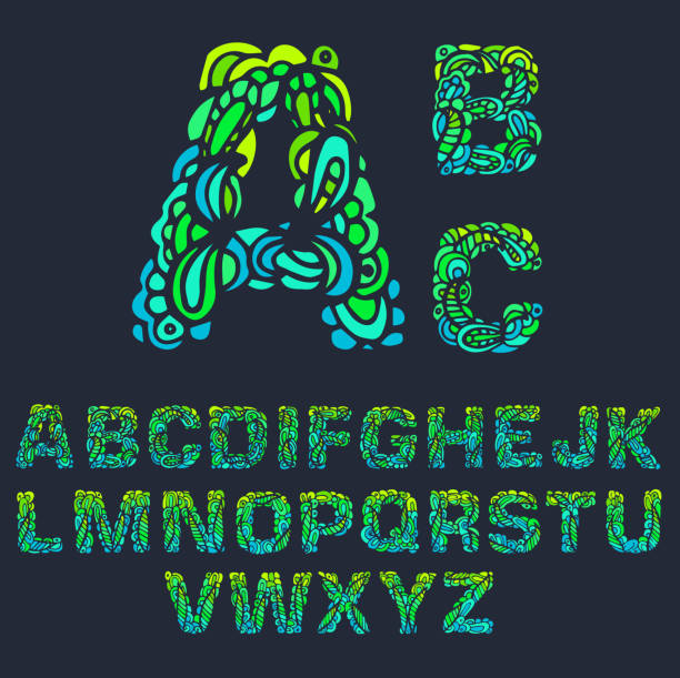 ilustrações de stock, clip art, desenhos animados e ícones de abstrato arte de letra do alfabeto colorido ilustração vetorial de fundo - fur type