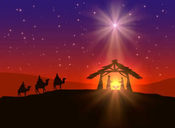 Vector illustration of Christian Christmas background with star