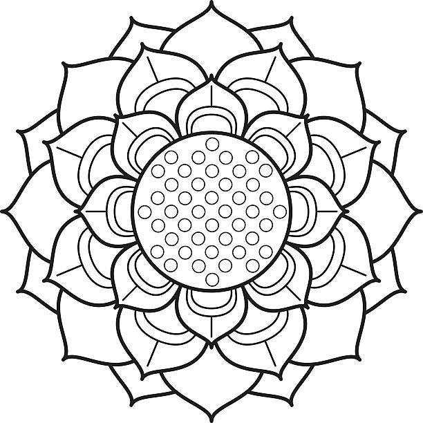 декоративный цветок лотоса чертежей - flower single flower zen like lotus stock illustrations