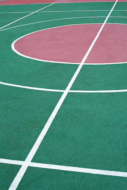 istock Colorful sport ground with white marking line 521889767