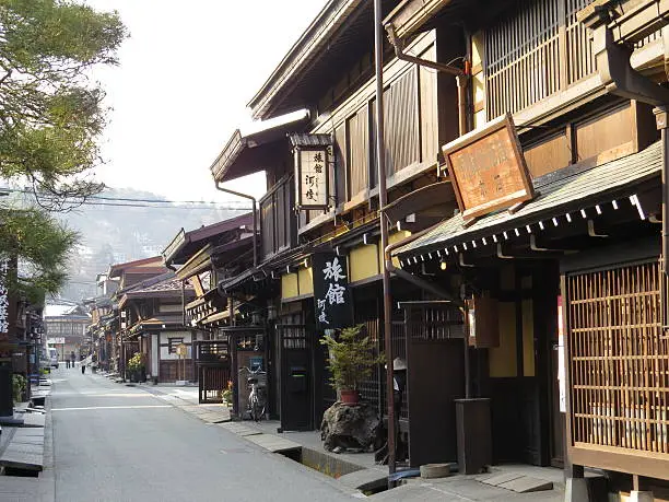 Buildings in the old town area of Takayama, Japan.