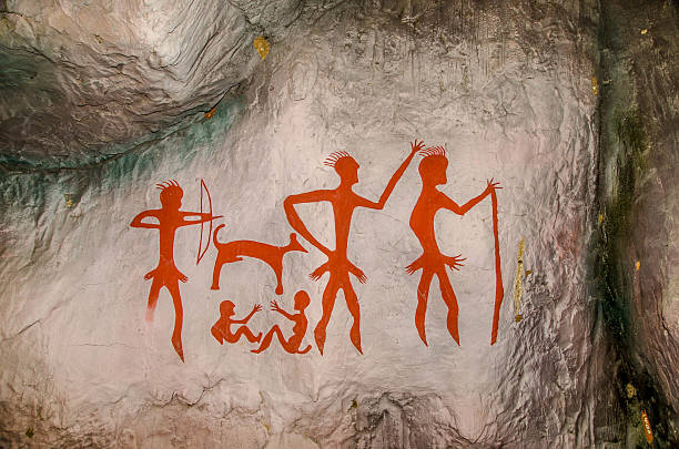 Model of Famous prehistoric rock paintings stock photo