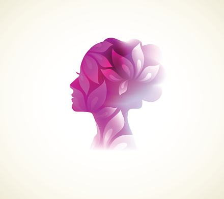 Vector illustration of Beautiful woman silhouette with flower