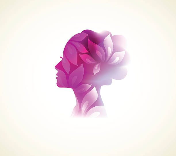 Beautiful woman Vector illustration of Beautiful woman silhouette with flower abstract silhouettes stock illustrations