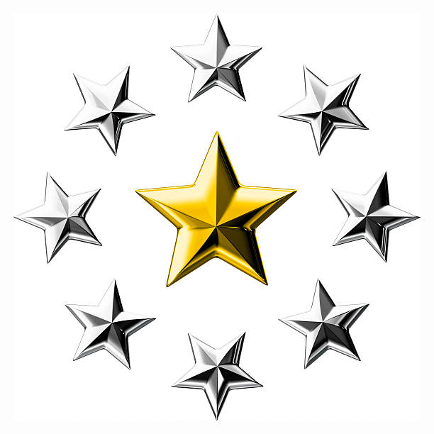 istock Gold star surrounded by silver stars 521907661