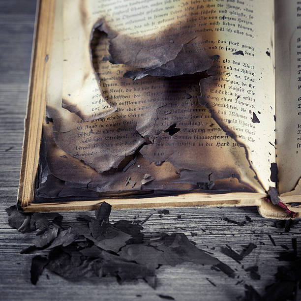 Burnt antique book Burnt antique book, toned image book burning stock pictures, royalty-free photos & images