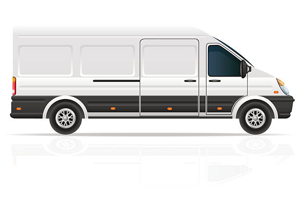 mini bus for the carriage of cargo vector illustration mini bus for the carriage of cargo vector illustration isolated on white background small bus stock illustrations