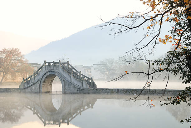 Beautiful scenery of a bridge in the light of Sunrise