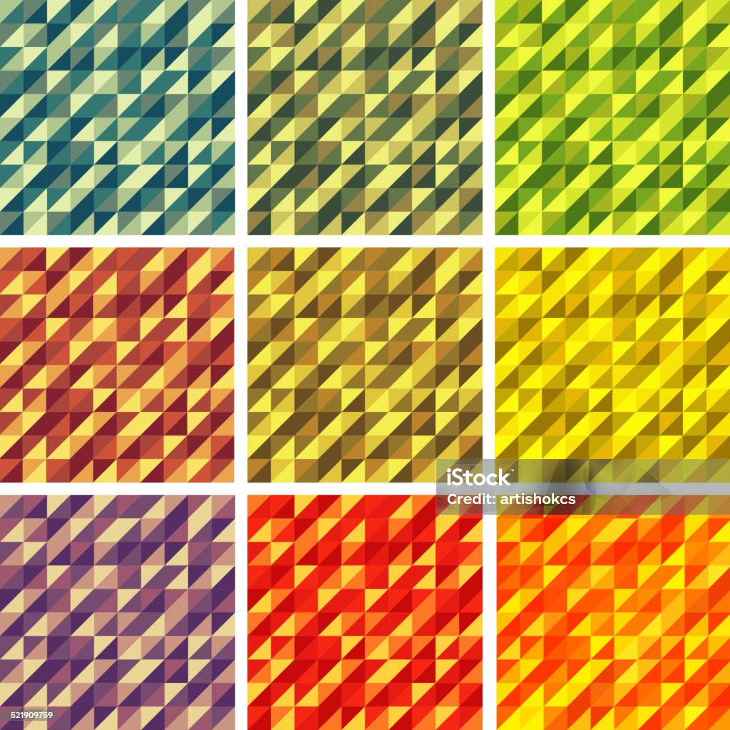 Set Colorful 9 Bright Geometric Backgrounds. Set Colorful 9 Bright Geometric Backgrounds. Vector illustration Art stock vector
