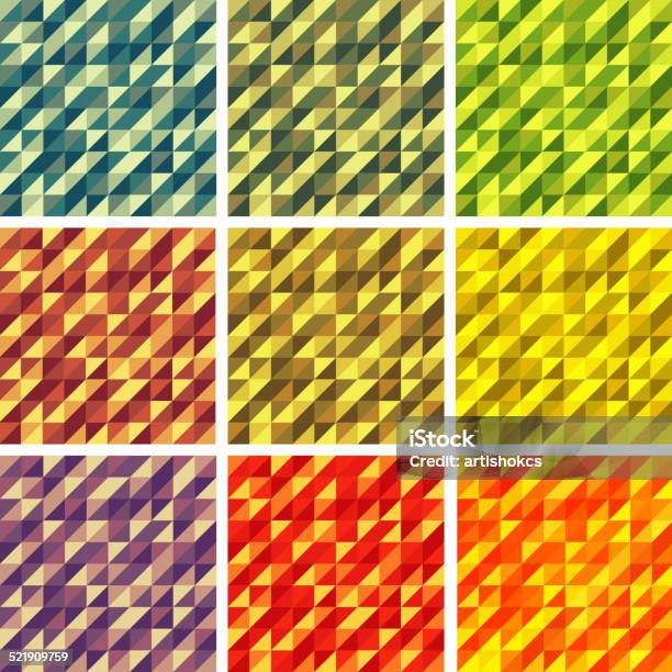 Set Colorful 9 Bright Geometric Backgrounds Stock Illustration - Download Image Now - Art, Art And Craft, Art Product