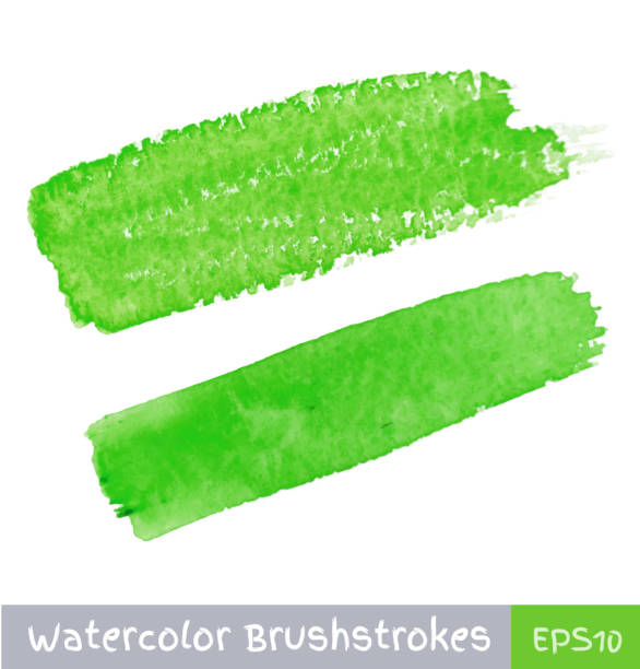 green aquarell brush strokes - white background household equipment isolated on white wallpaper brush stock-grafiken, -clipart, -cartoons und -symbole