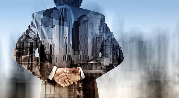 istock Double exposure of businessman 521911661