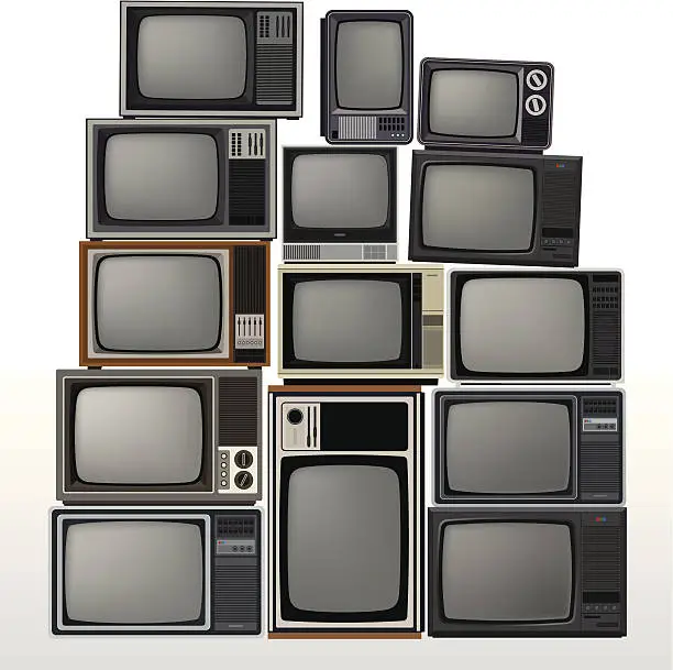 Vector illustration of Set of old televisions