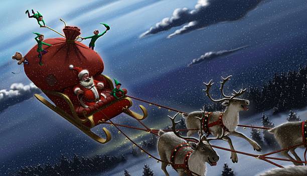 Santa Claus Digital painting santa claus elf assistance christmas stock pictures, royalty-free photos & images