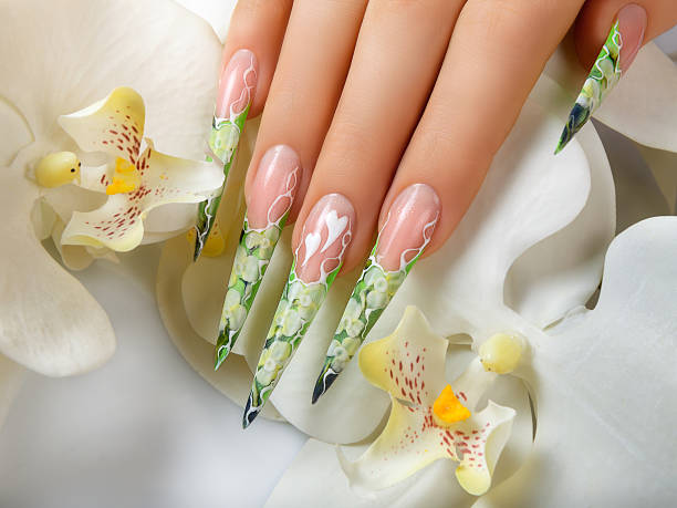 istock Art nail floral design. 521929667