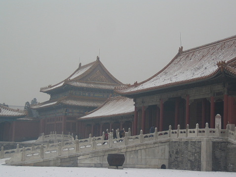 Chinese buildings near the yellow mountains, traditional chinese architecture