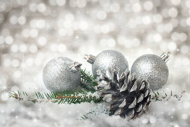 istock Christmas ball baubles with silver decoration 521930791