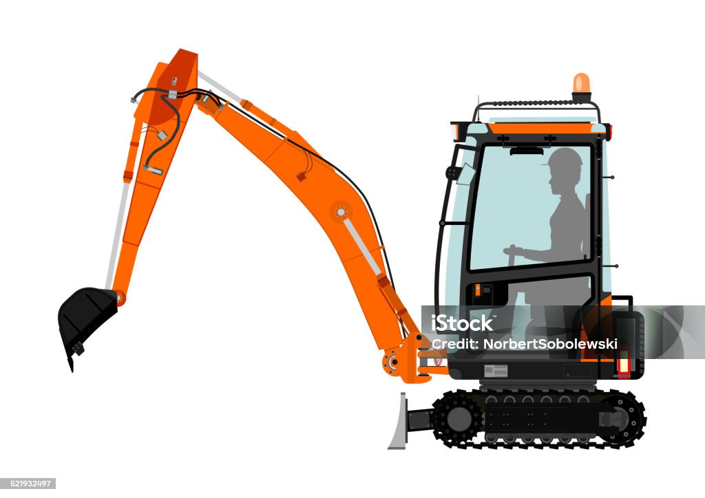 Compact excavator Compact excavator. Vector illustration without gradients on one layer.  Activity stock vector