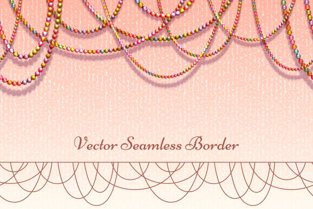 wektor abstrakcyjna tła z kolorowych kulek. horisontal bezszwowe wzór - necklace jewelry backgrounds craft stock illustrations