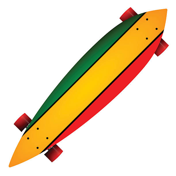 ilustrações, clipart, desenhos animados e ícones de ilustração em vetor de três cores longboard - skateboard park skateboarding skateboard adolescence