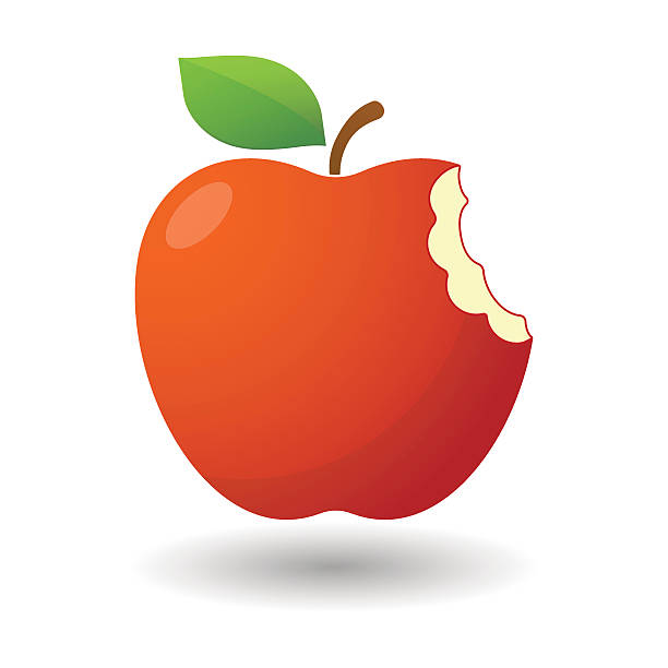 ilustrações, clipart, desenhos animados e ícones de picado ícone de maçã - apple biting missing bite red