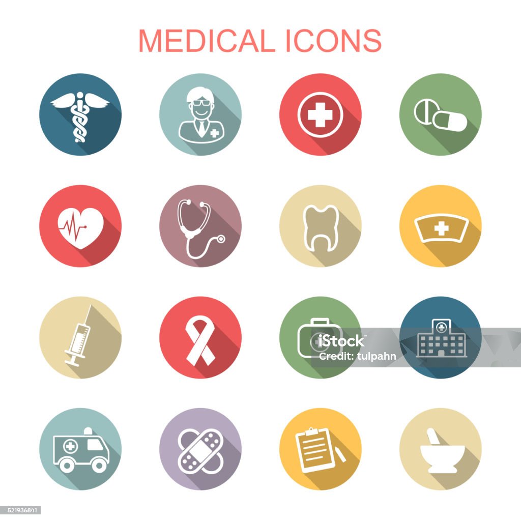 medical long shadow icons medical long shadow icons, flat vector symbols AIDS stock vector