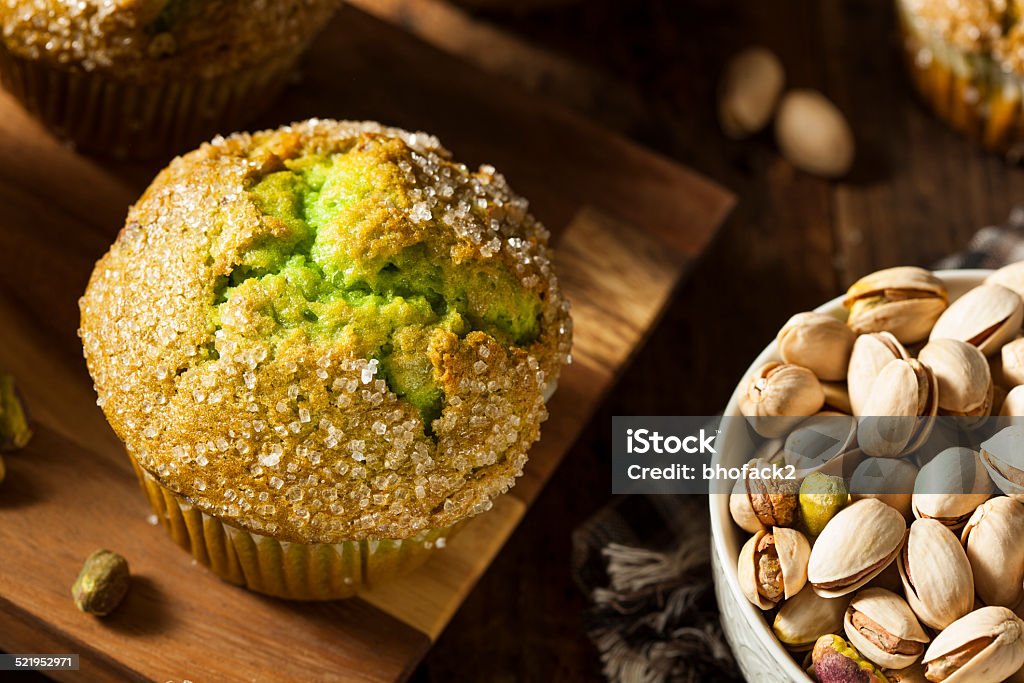 Homemade Green Pistachio Muffins Homemade Green Pistachio Muffins Ready to Eat Baked Stock Photo