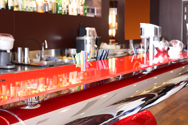 european restaurant in bright colors