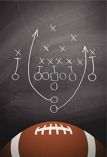 piłka nożna gry której na tablicy kredą - american football football blackboard play stock illustrations