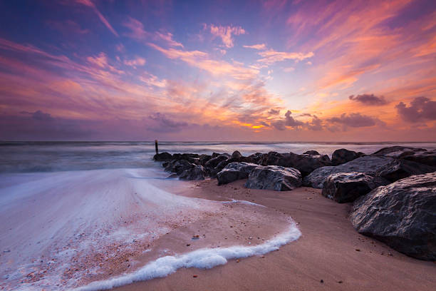 Sunset and sea defences