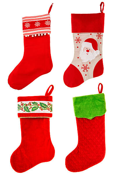 istock christmas stocking. red sock with Santa Claus. winter holidays s 521956757