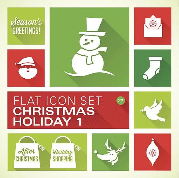 Vector illustration of Flat Icons 27 Christmas Holiday 1