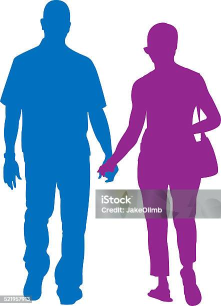 Couple Holding Hands Silhouette Stock Illustration - Download Image Now - Adult, Adults Only, Affectionate