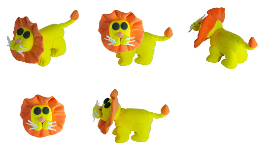 set of lion made from plasticine