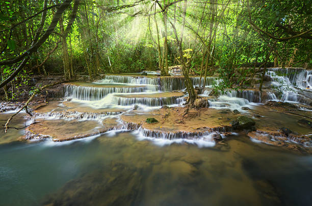 istock Deep forest Waterfall ,Huay Mae Khamin, Kanchanaburi ,Thailand 521973055