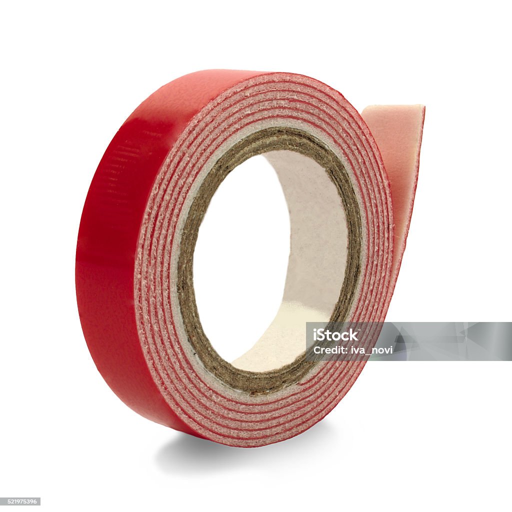 double-sided adhesive tape coiled in a roll double-sided adhesive tape coiled in a roll on a white background Adhesive Bandage Stock Photo