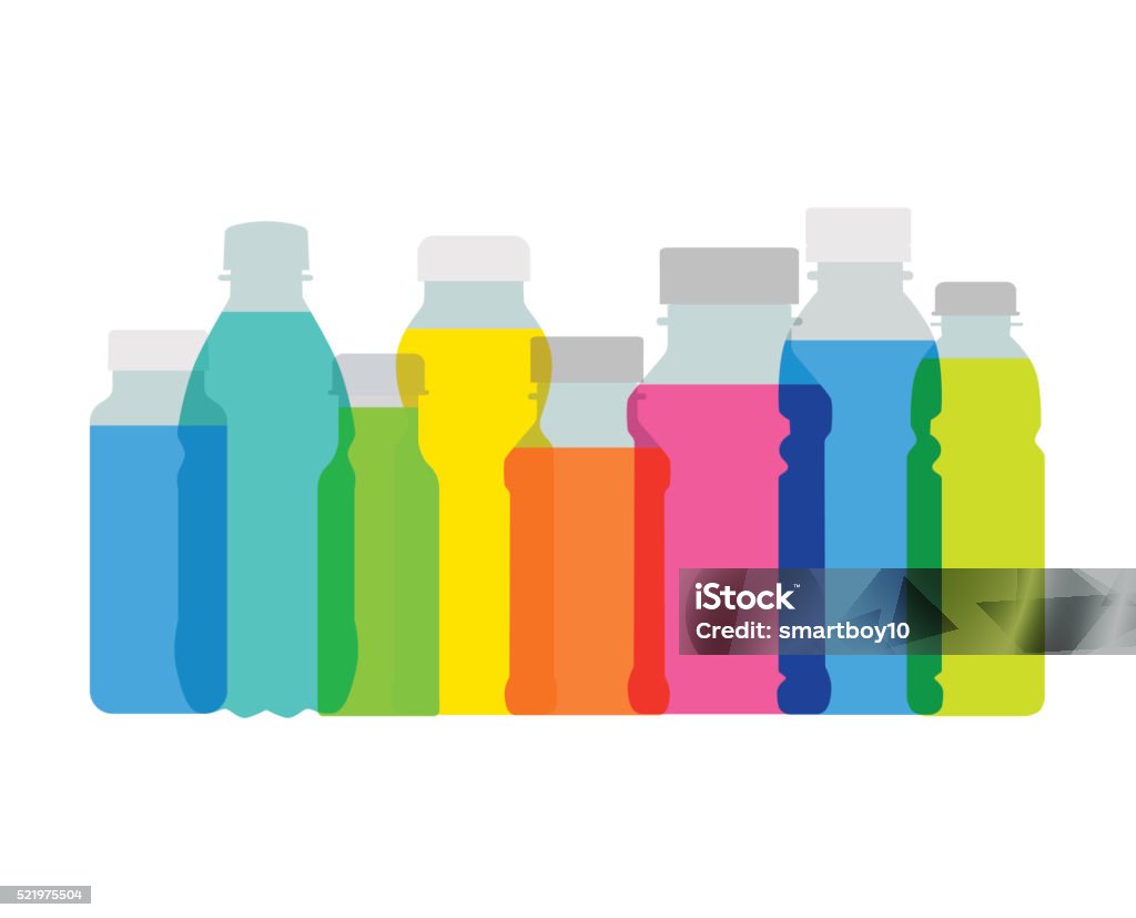 Fruit Juice bottles Colourful overlapping silhouettes of fruit juices bottles. EPS10 file, best in RGB, CS5 version in zip Banana stock vector