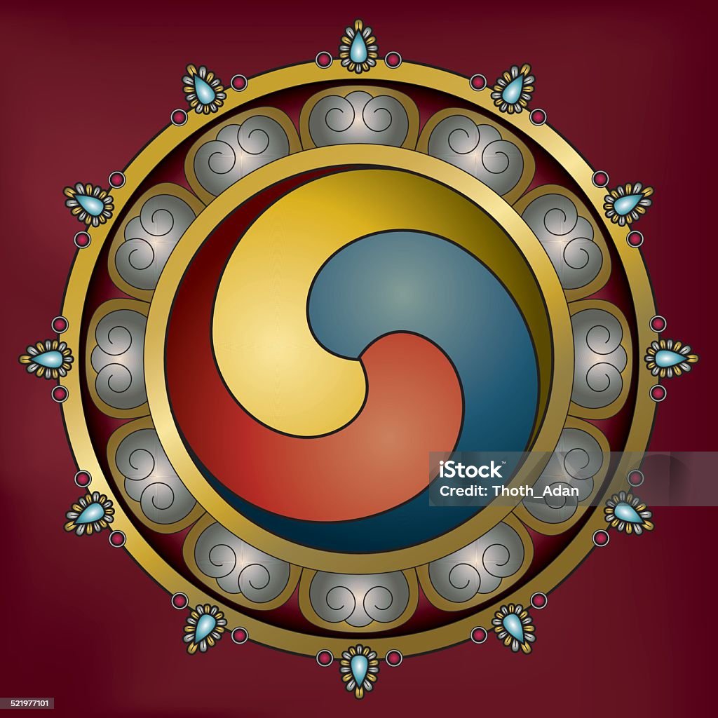 Indisches gankyil – wheel of joy (tibetische, buddhistische symbol) - Lizenzfrei Drei Gegenstände Vektorgrafik