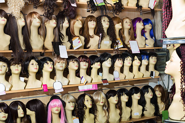 istock Dummies heads with hair style in shop 521978996