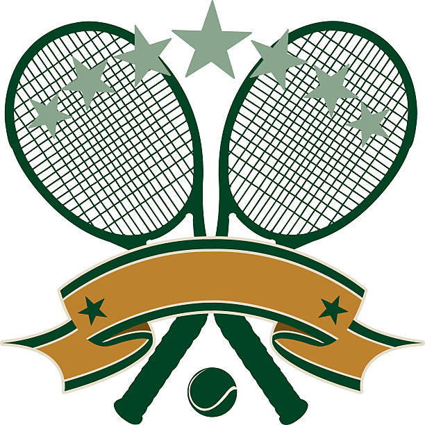 ilustraciones, imágenes clip art, dibujos animados e iconos de stock de fondo de bandera de tenis - silhouette tennis competitive sport traditional sport