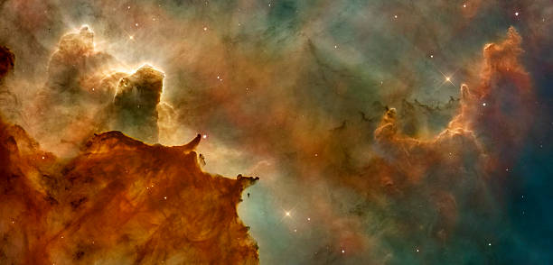 Beautiful nebula in cosmos far away. Retouched image. stock photo