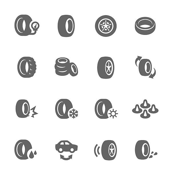 Tire Icons Simple Set of Tire Related Vector Icons for Your Design. car wheel stock illustrations