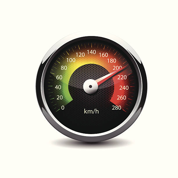 speedometer speedometer Illuminated dashboard close up speedometer odometer stock illustrations