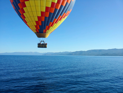 Hot air balloon ride over gorgeous Lake Tahoe, California