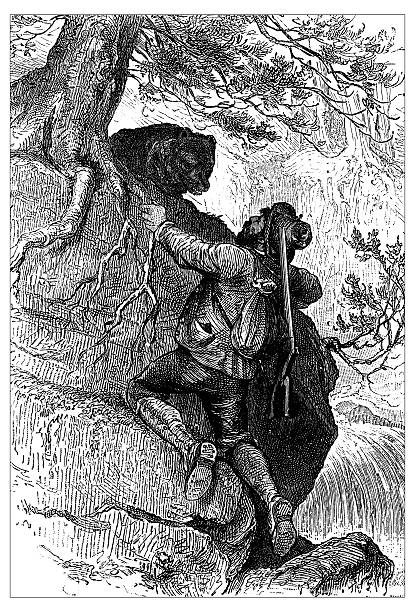 istock Antique illustration of Switzerland: Hunter and bear 521993322
