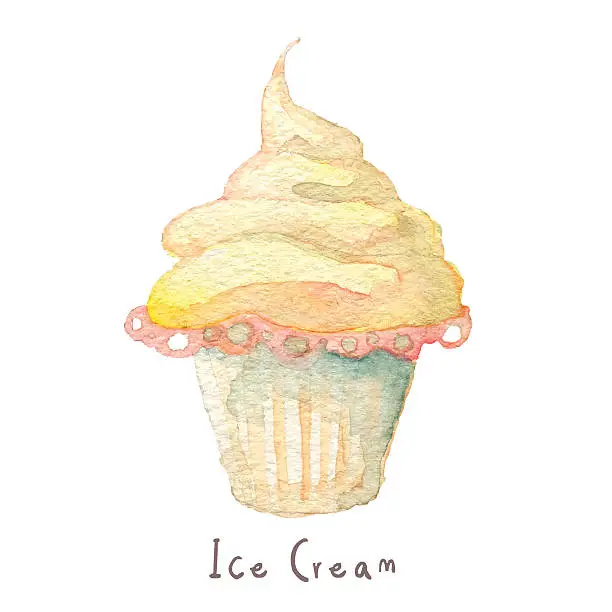 Vector illustration of Watercolor hand drawn ice cream. Eps10