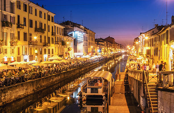 Nightlife at the Naviglio Grande in Milan