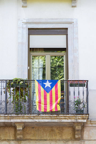 Independence flag in balcony. Catalonia