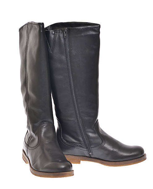 istock Women's Black Leather Boots Isolated on White Background for 521998967